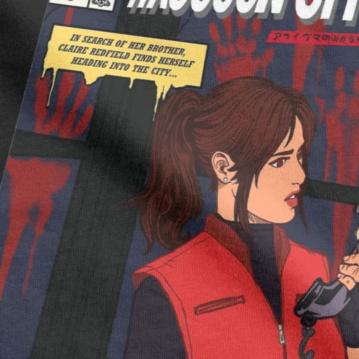 Resident Evil 2 Claire Redfield Raccoon City Tshirt Pure Cotton Gift Clothing - Grey / S Available at 2Fast2See.co