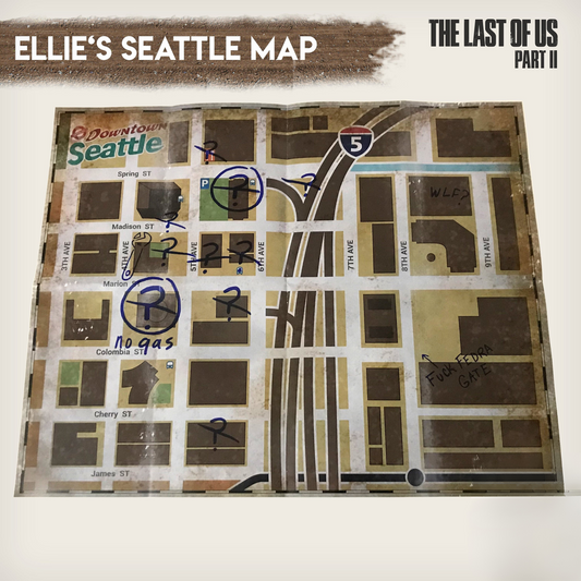 The Last of Us Part II Ellie's Seattle Map High Quality Fanmade - Available at 2Fast2See.co