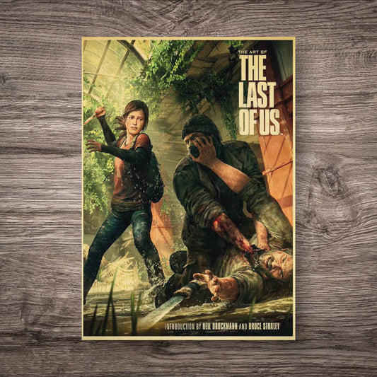 The Last of Us Part I Ellie & Joel Fight Scene Retro Poster
