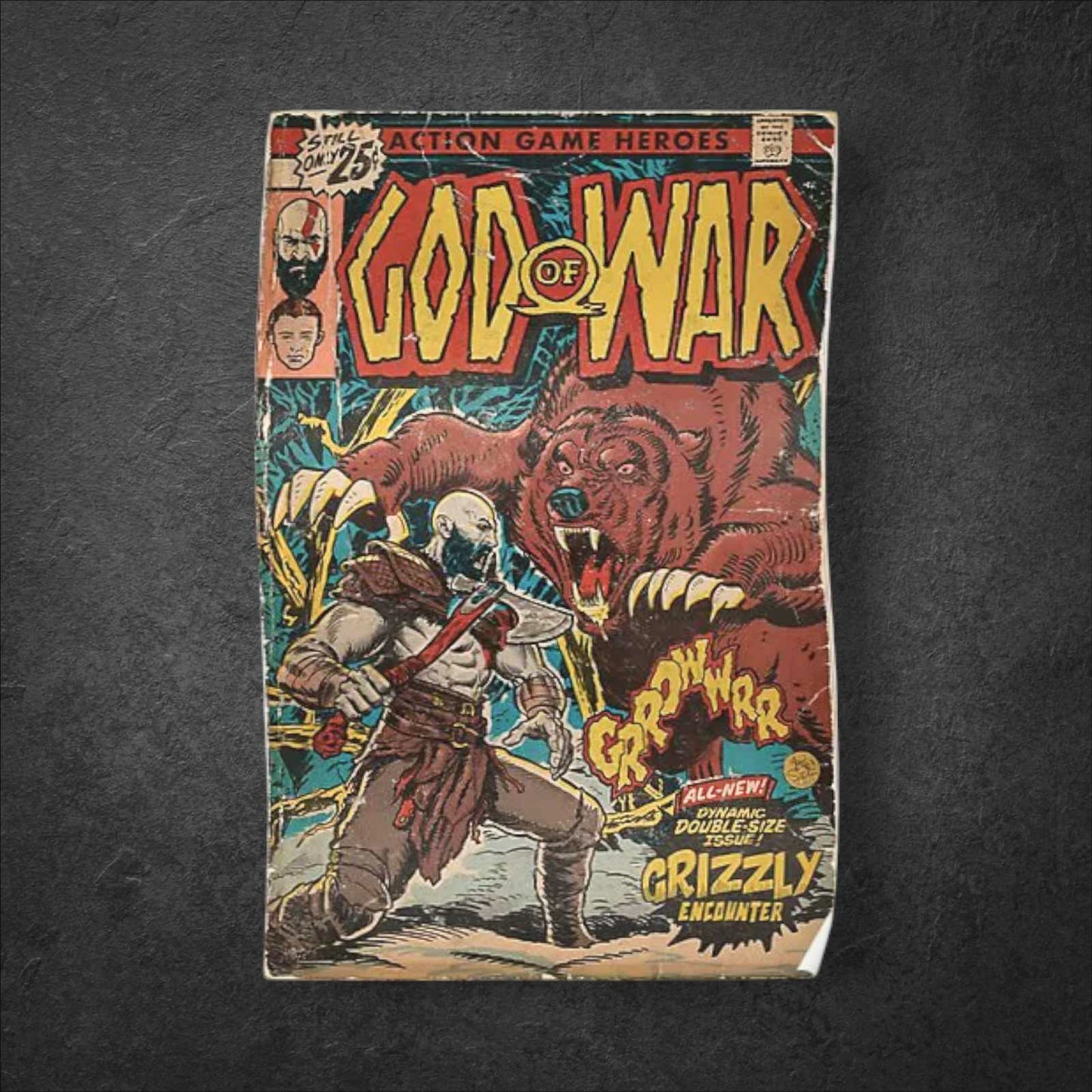 God of War Grizzly Encounter Comic Book Cover Poster