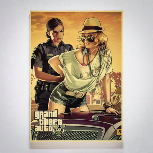 Grand Theft Auto V Retro Classic Theme Poster