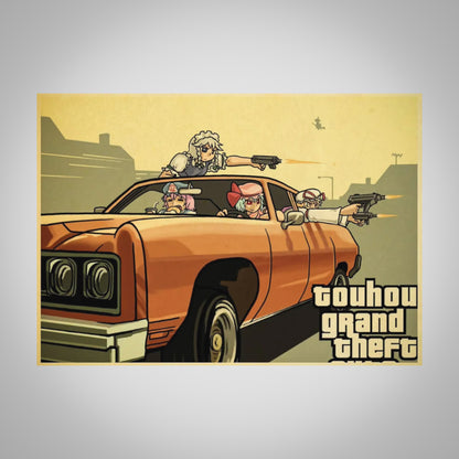 Touhou Grand Theft Auto Retro Poster