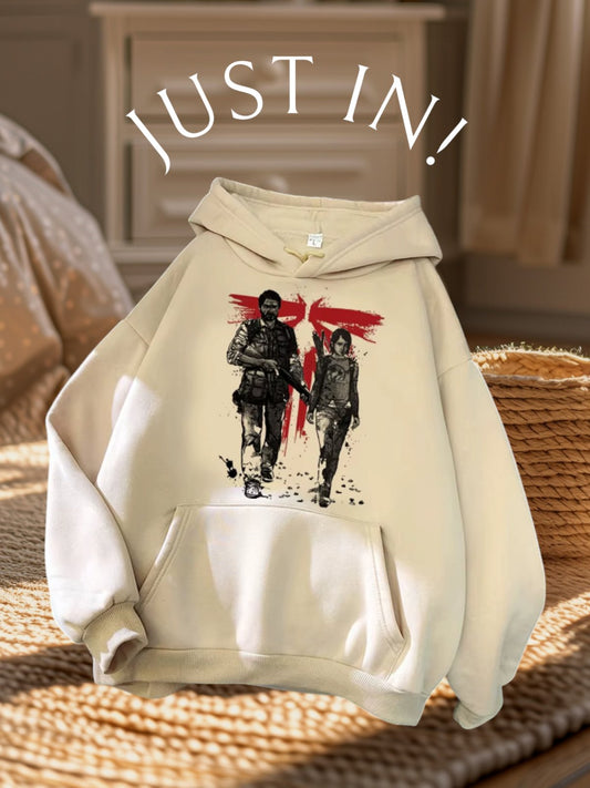 The Last of Us Joel with Ellie Cotton Casual Hoodie Khaki
