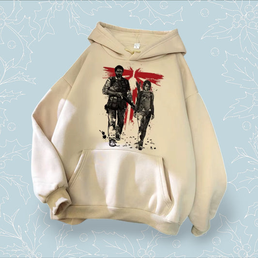 The Last of Us Joel with Ellie Cotton Casual Hoodie Khaki