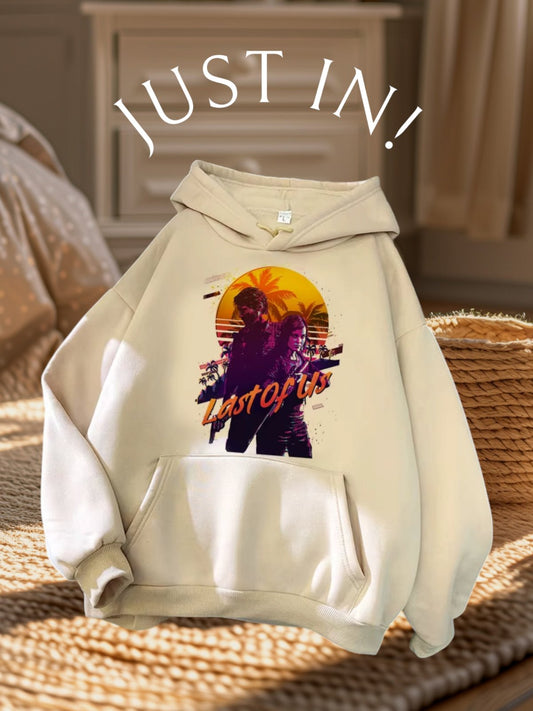 The Last of Us Retro Style Cotton Casual Hoodie Khaki