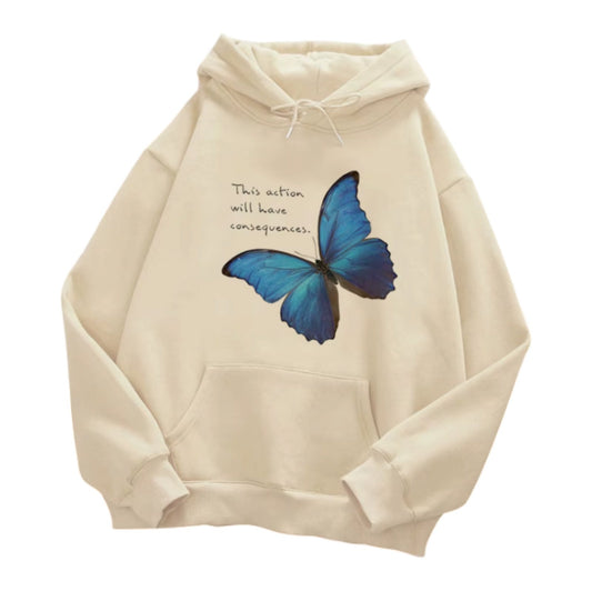 Life Is Strange This Action Will Have Concequences Butterfly Khaki Hoodie