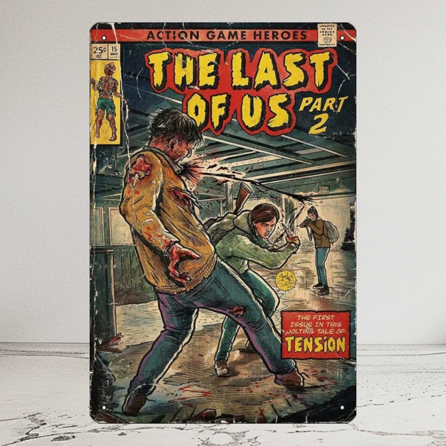 The Last of Us Part 2 Comic Intro Metal Tin Sign Poster Game Room Wall Decor