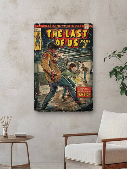 The Last of Us Part 2 Comic Intro Metal Tin Sign Poster Game Room Wall Decor