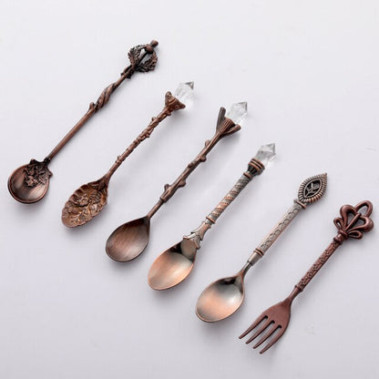 Vintage Dessert Royal Style Cutlery Set - Red Copper Available at 2Fast2See.co