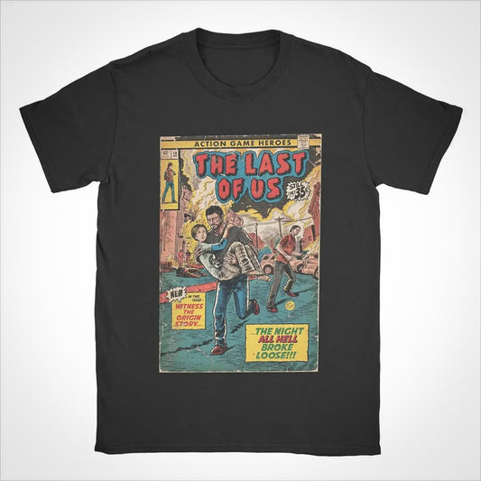 The Last Of Us Part I Joel with Sarah Intro Comic Cover Black TShirt