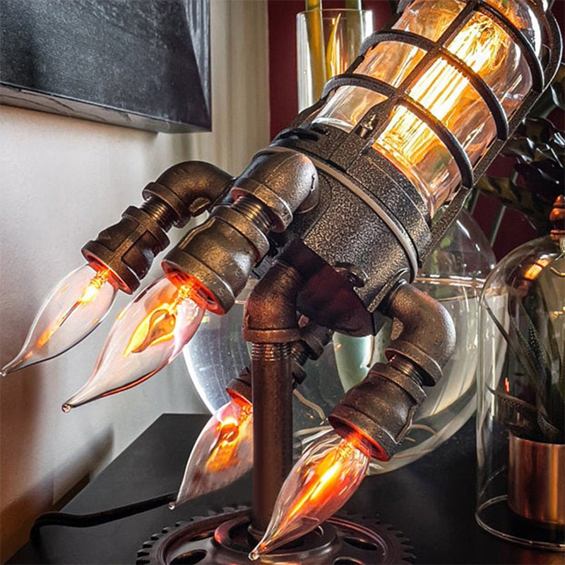 Vintage Steampunk Rocket Table Lamp - Available at 2Fast2See.co